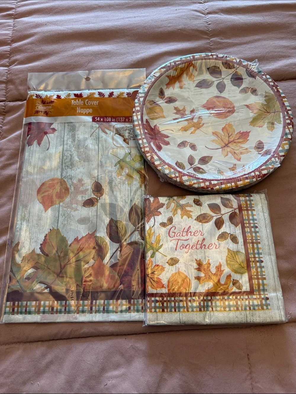🍁🍃 Autumn Leaves Party Paper Plates, Napkins & Table Cover - Fall Leaf Print NEW